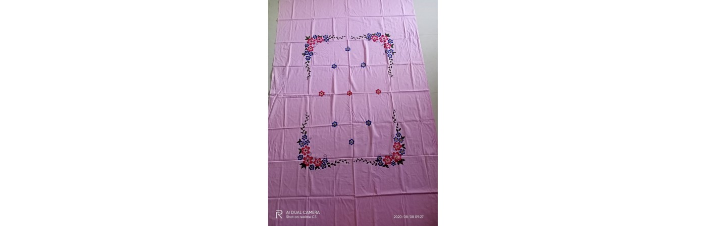 Handpainted  cotton Single bed sheet Floral Print - Design 5